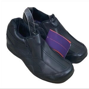 Grabbers NWT Black Leather Unisex Slip On Slip Resistant Work Shoes